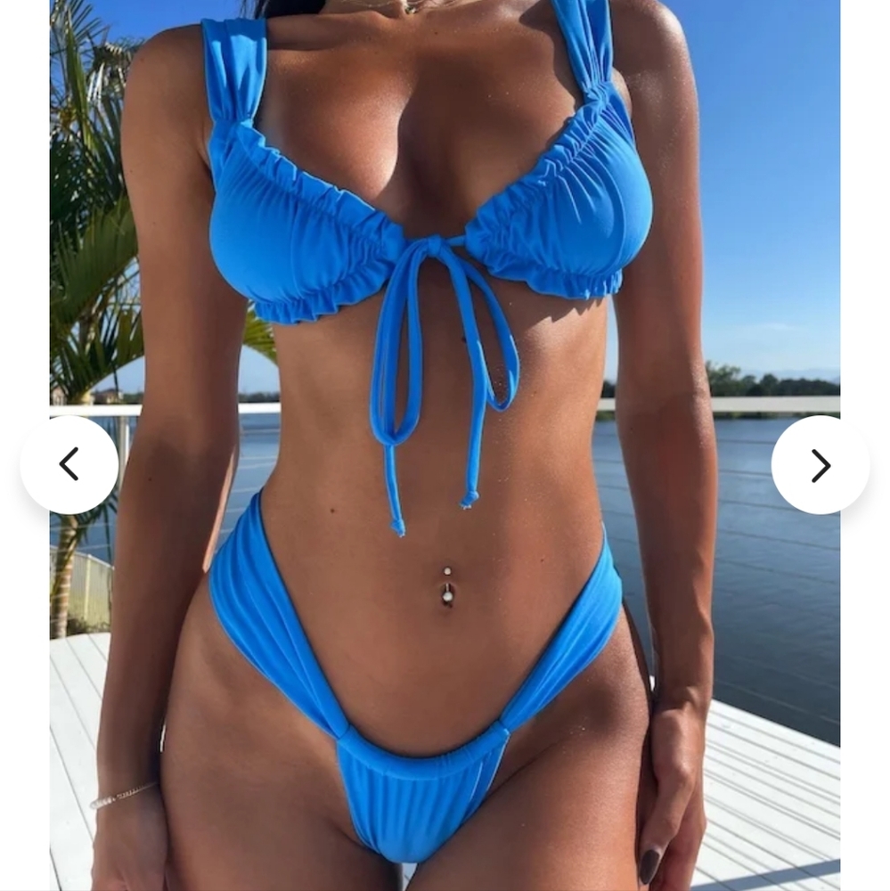 Sexy high waist blue bikini